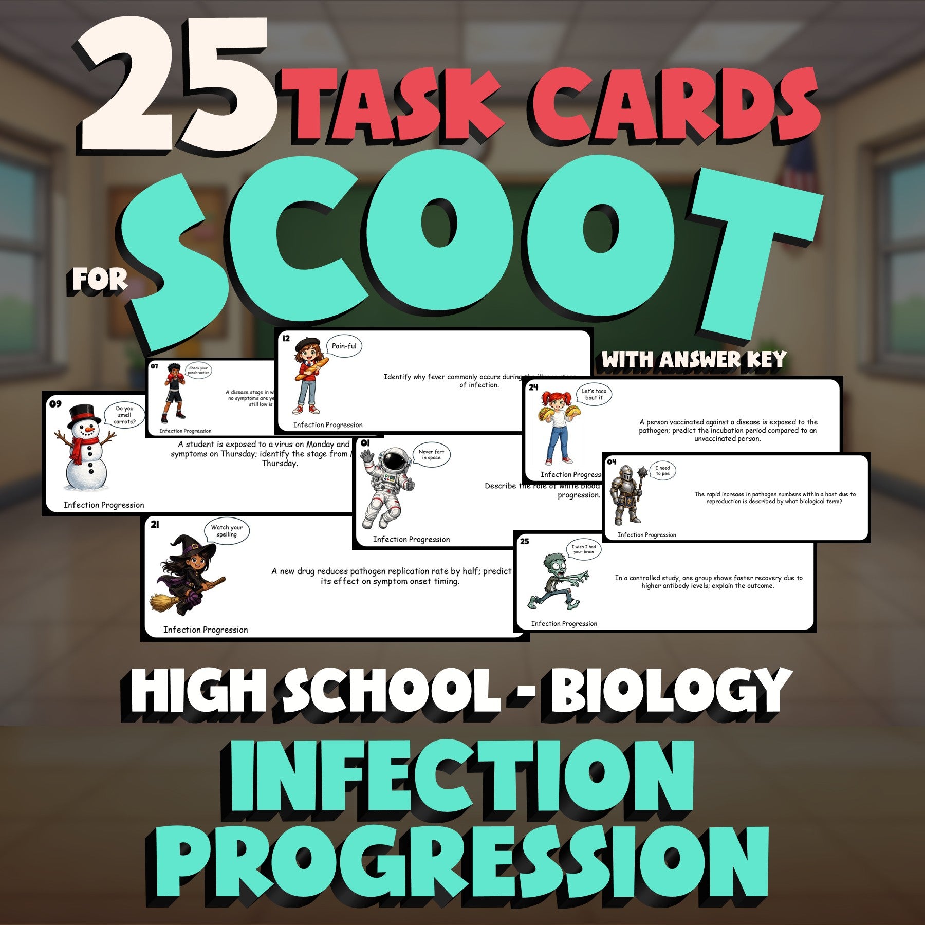 Infection Progression SCOOT TASK CARDS Science Game - No Prep Biology Review