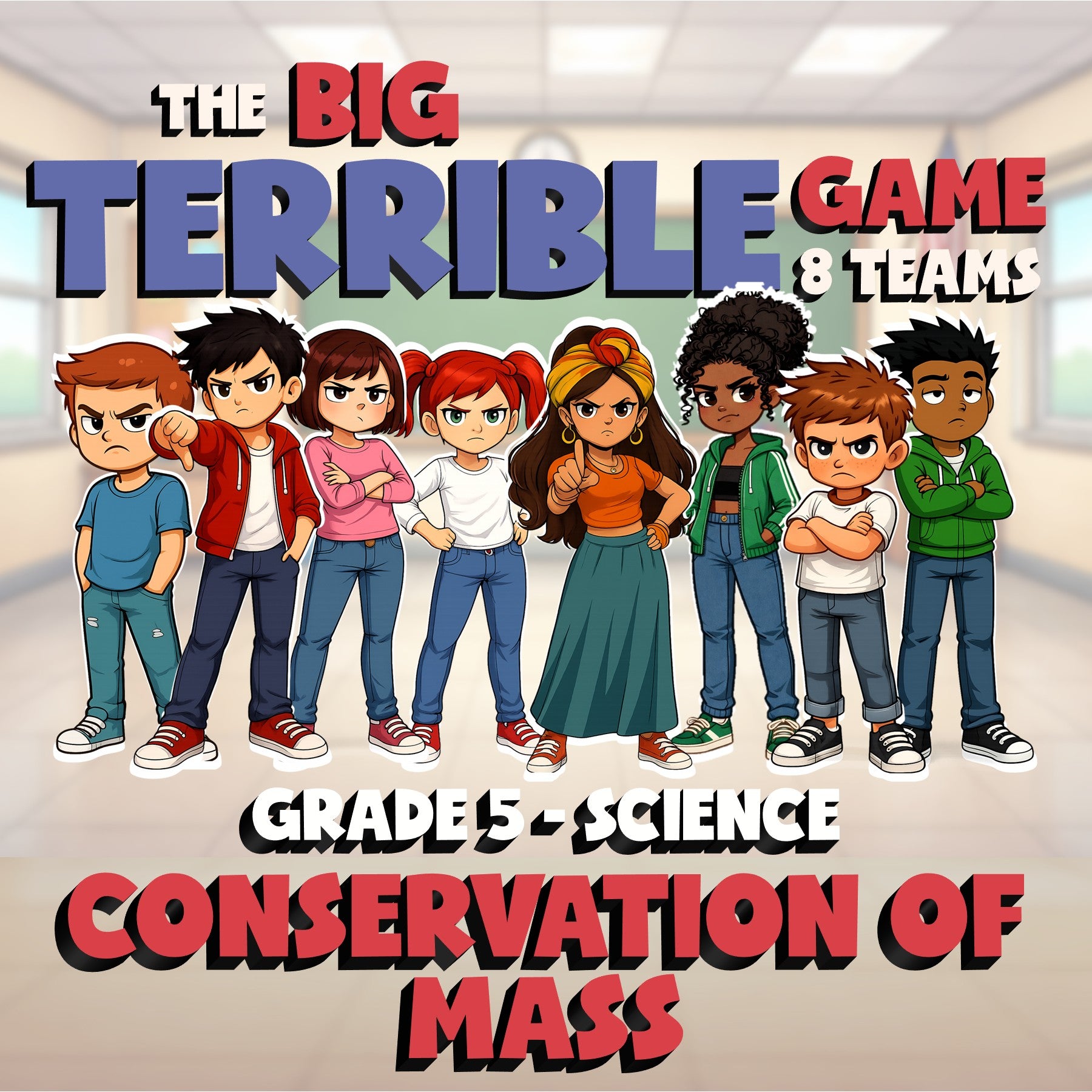 Conservation of Mass BIG TERRIBLE GAME - No Prep Grade 5 Science Review Activity