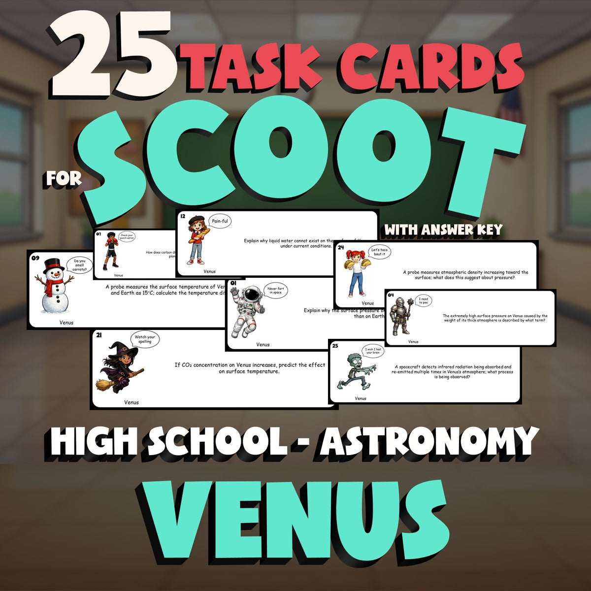 Venus SCOOT TASK CARDS Science Game - No Prep Astronomy Review Activity