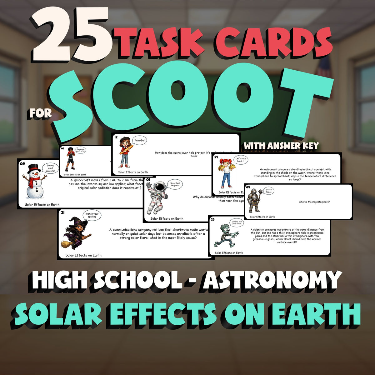 Solar Effects on Earth SCOOT TASK CARDS Science Game - No Prep Astronomy Review