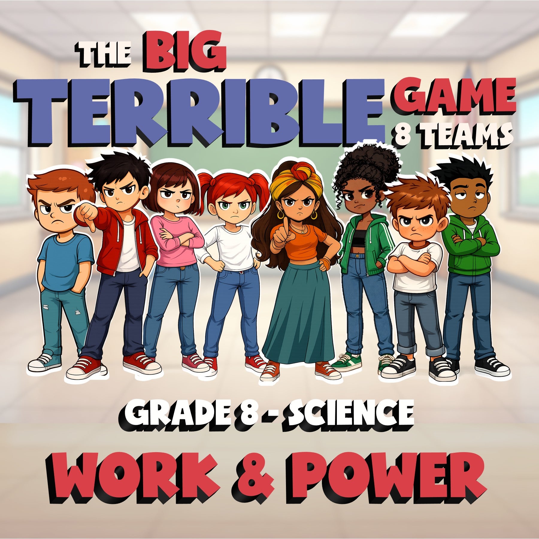 Work & Power BIG TERRIBLE GAME - No Prep Grade 8 Science Review Activity