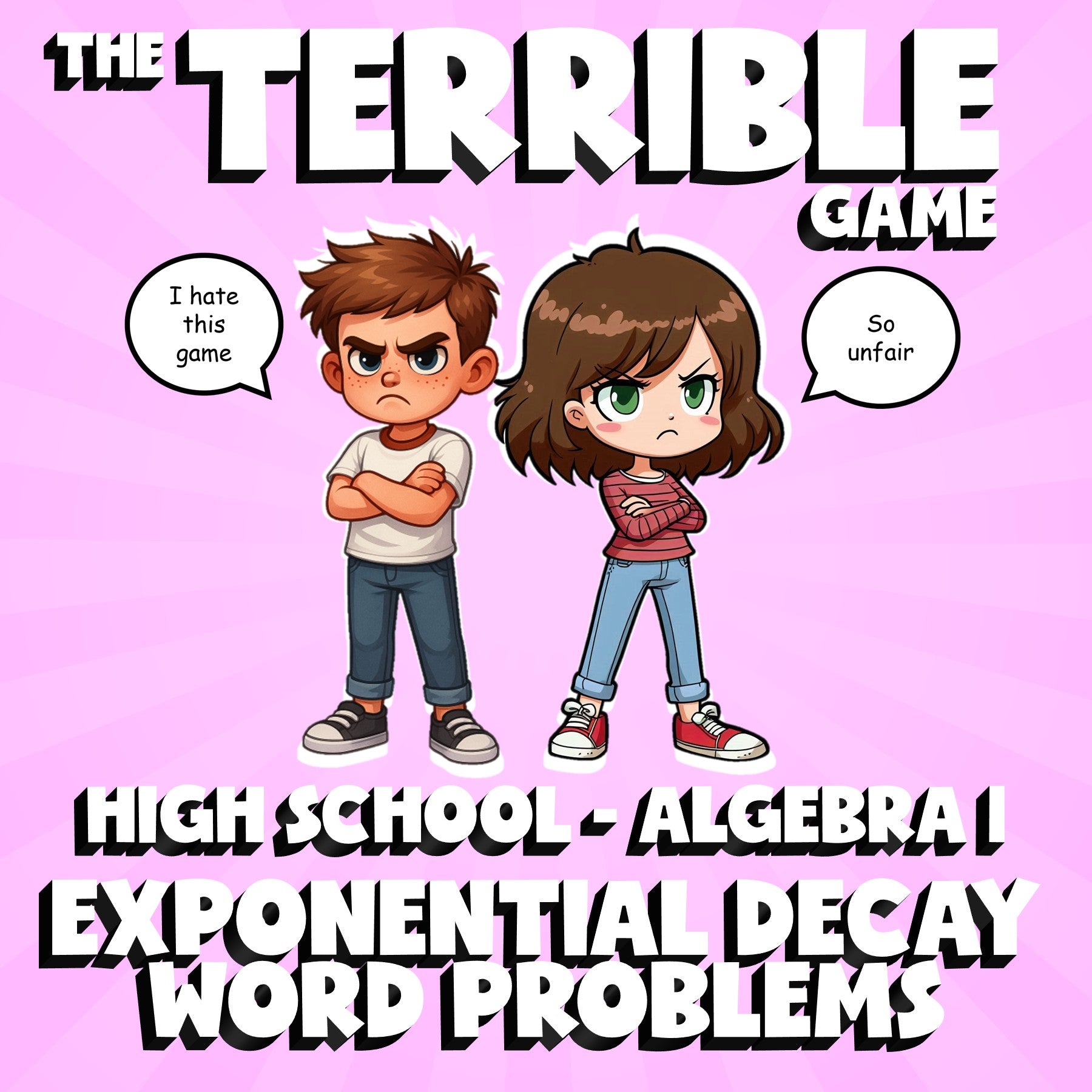 Exponential Decay Word Problems THE TERRIBLE GAME - No Prep Algebra 1 Review