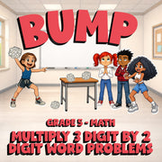 Multiply 3 Digit by 2 Digit Word Problems BUMP Math Game - No Prep Grade 5