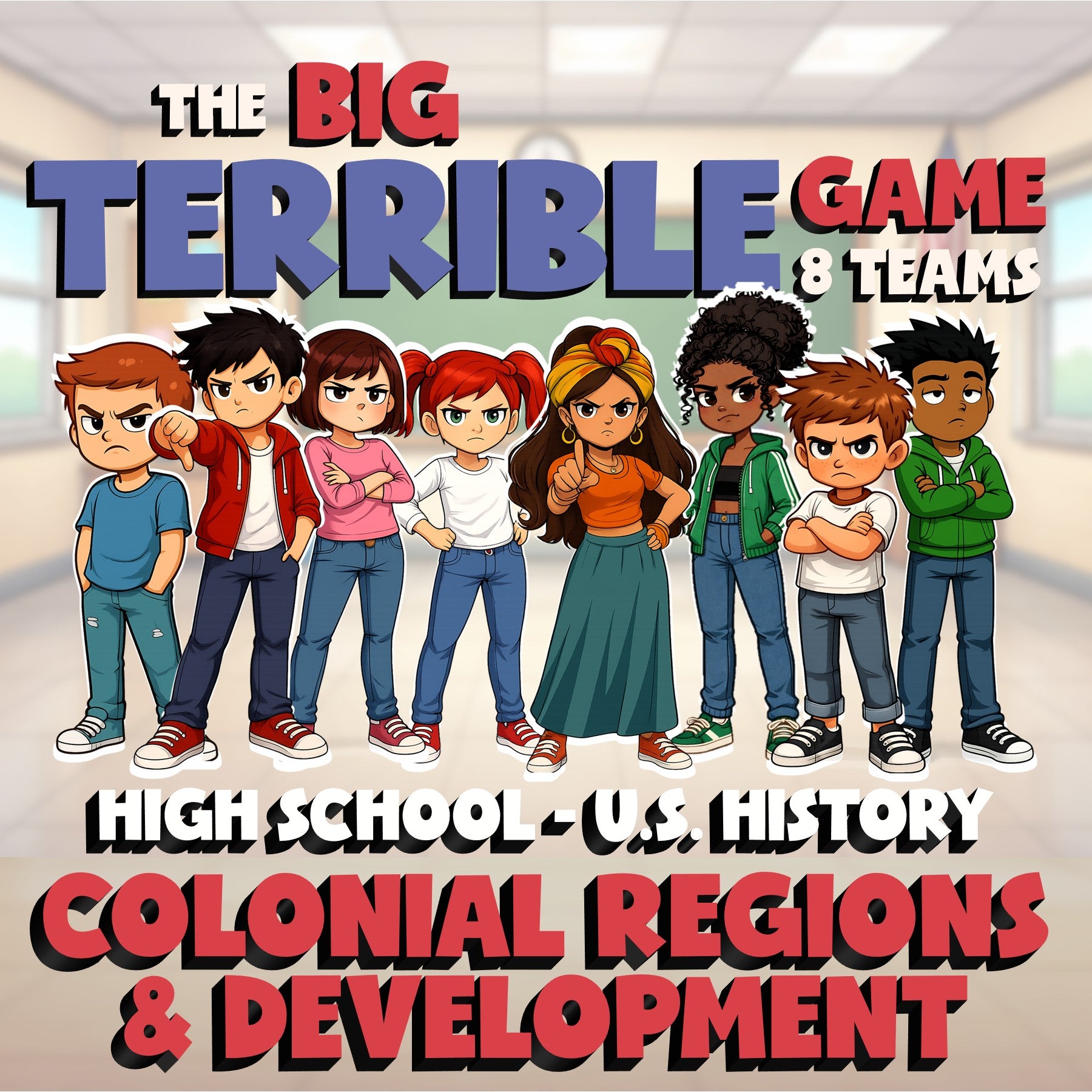 Colonial Regions & Development BIG TERRIBLE GAME - No Prep U.S. History Review