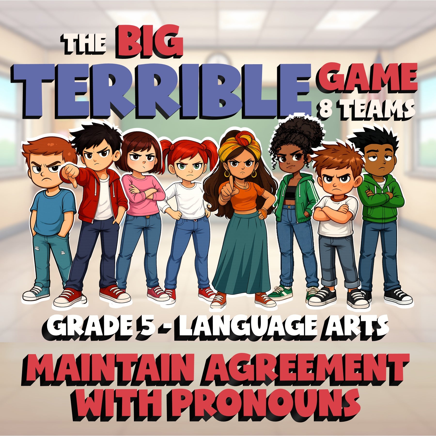 Maintain Agreement with Pronouns BIG TERRIBLE GAME - No Prep Grade 5 ELA Review
