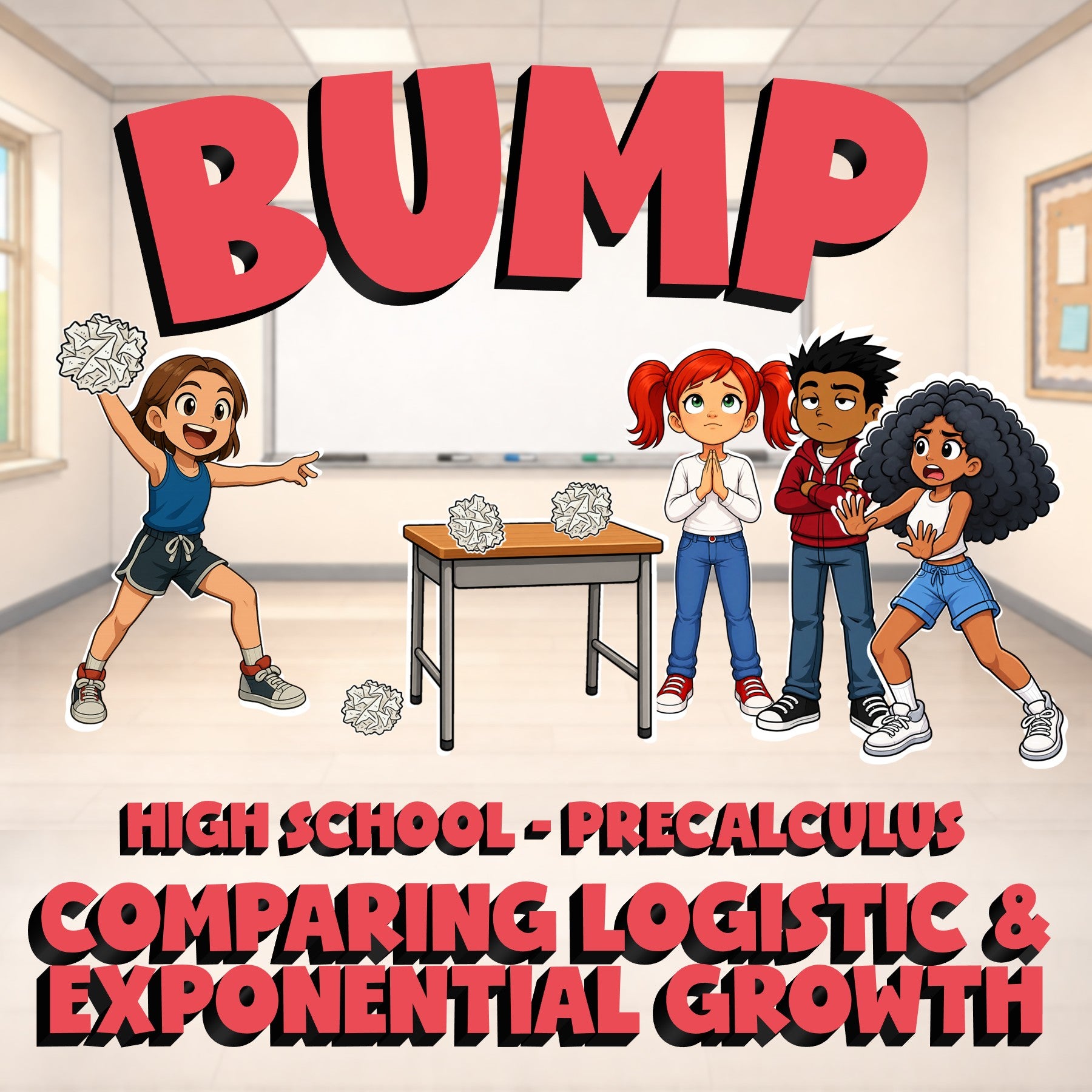 Comparing Logistic & Exponential Growth BUMP Math Game - No Prep PreCalculus