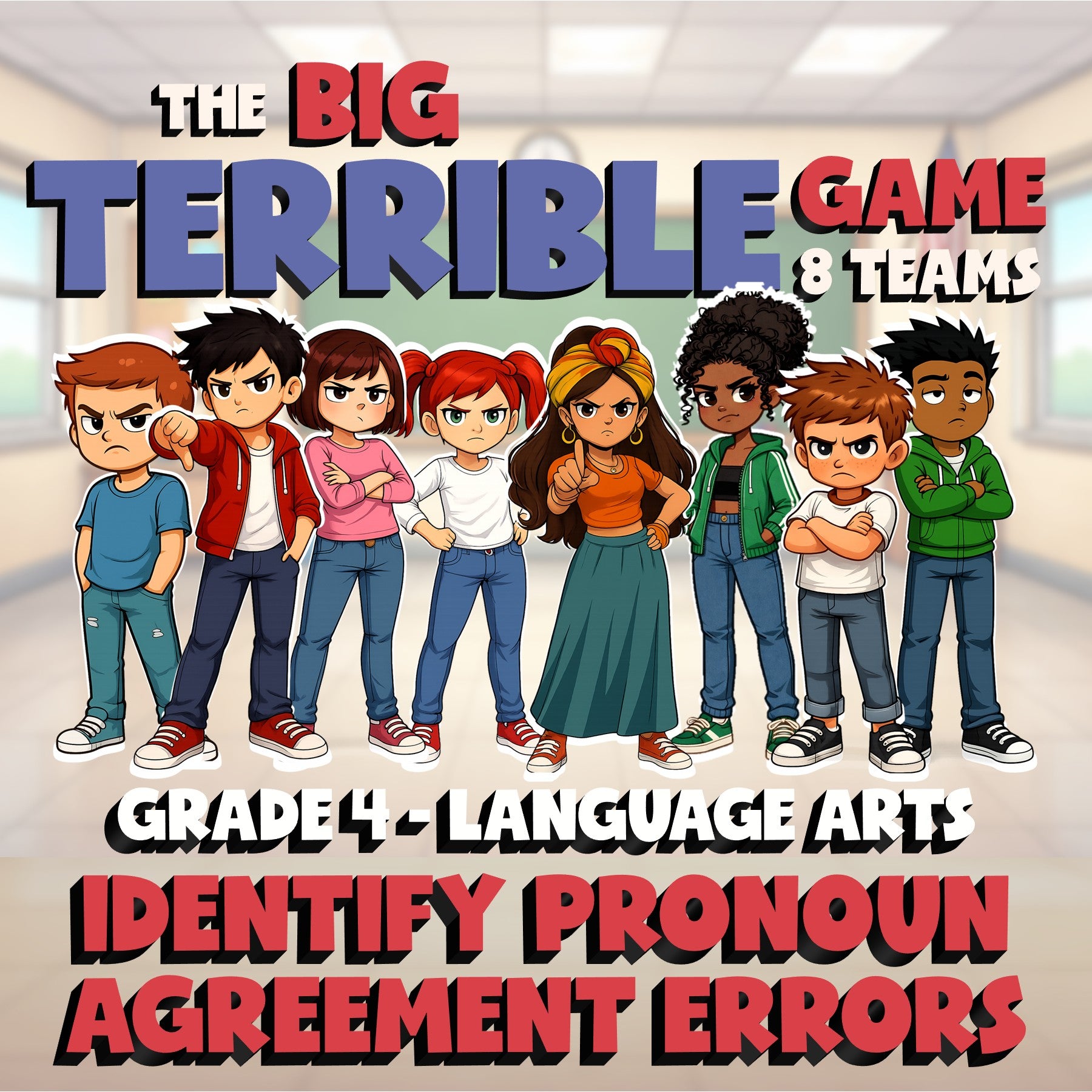 Identify Pronoun Agreement Errors BIG TERRIBLE GAME - No Prep Grade 4 ELA Review