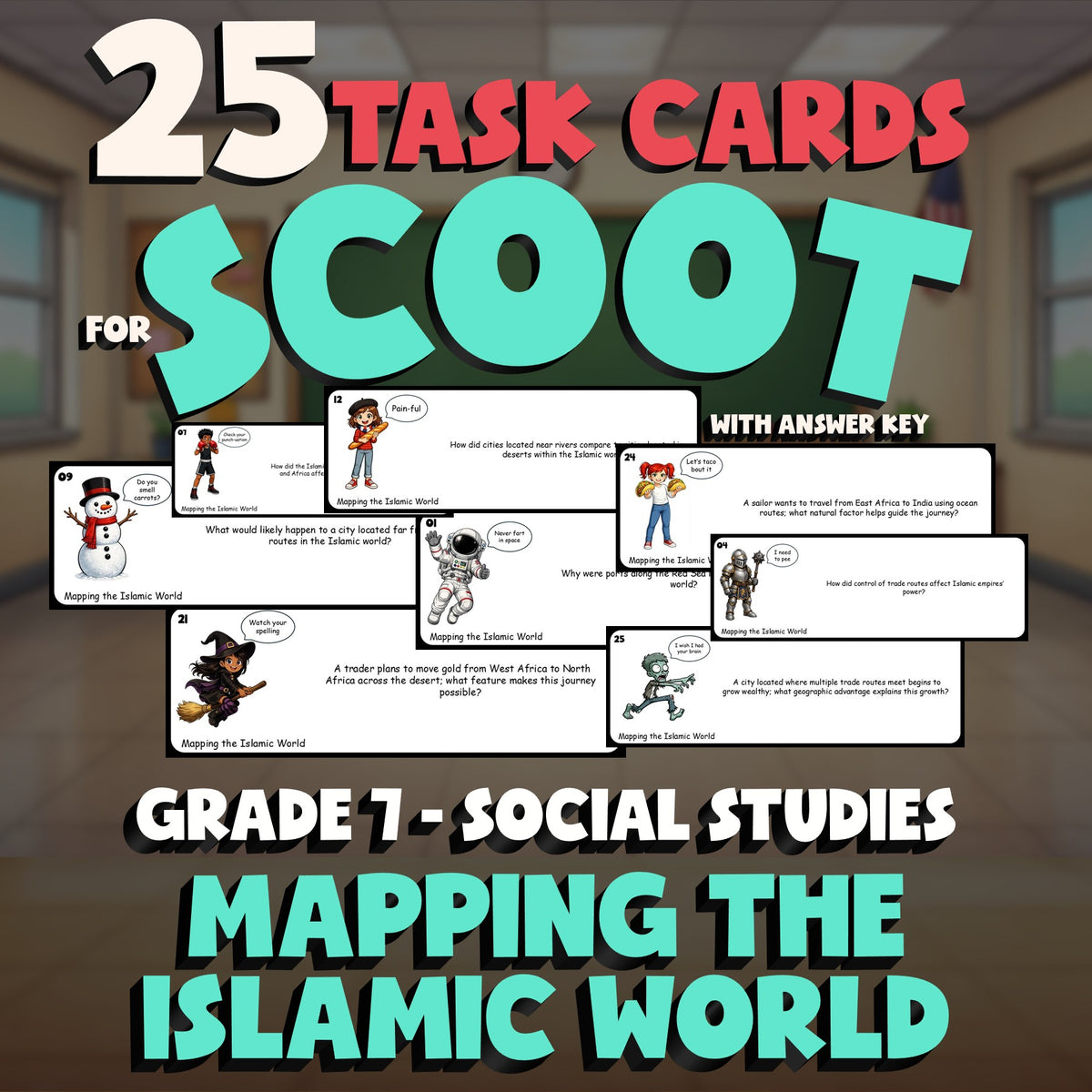 Mapping the Islamic World SCOOT TASK CARDS Socials Game - No Prep Grade 7 Review