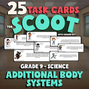Additional Body Systems SCOOT TASK CARDS Science Game - No Prep Grade 9 Review