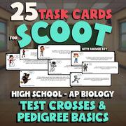 Test Crosses & Pedigree Basics SCOOT TASK CARDS Science Game - AP Biology