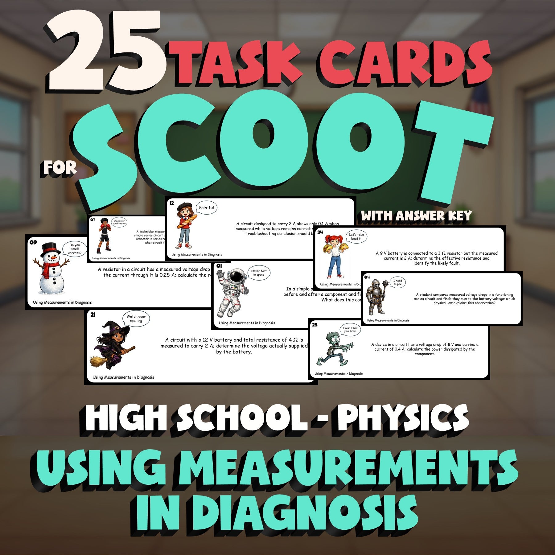 Using Measurements in Diagnosis SCOOT TASK CARDS Science Game - No Prep Physics