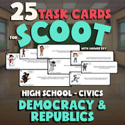 Democracy & Republics SCOOT TASK CARDS Civics Game - No Prep Review Activity