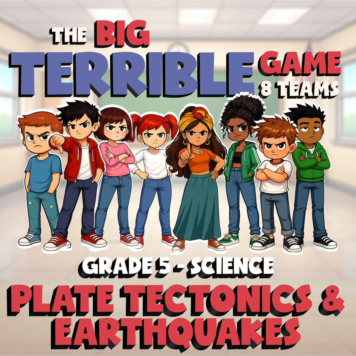 Plate Tectonics & Earthquakes BIG TERRIBLE GAME - No Prep Grade 5 Science Review