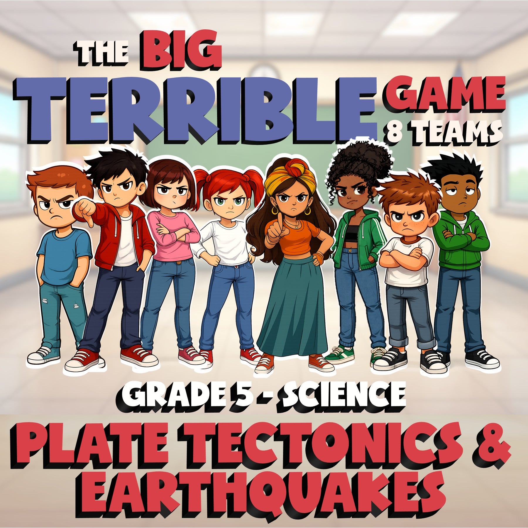 Plate Tectonics & Earthquakes BIG TERRIBLE GAME - No Prep Grade 5 Science Review