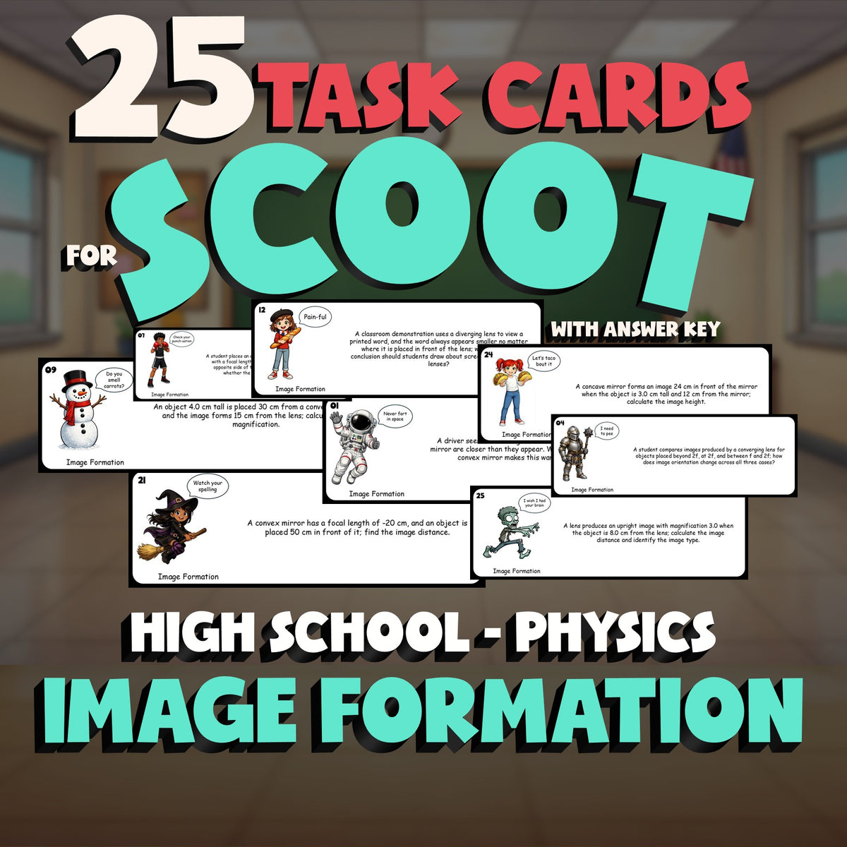 Image Formation SCOOT TASK CARDS Science Game - No Prep Physics Review Activity