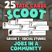 Jobs in a Community SCOOT TASK CARDS Socials Game - No Prep Grade 3 Review