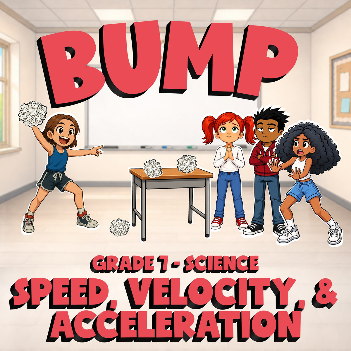 Speed, Velocity, & Acceleration BUMP Science Game - No Prep Grade 7 Review