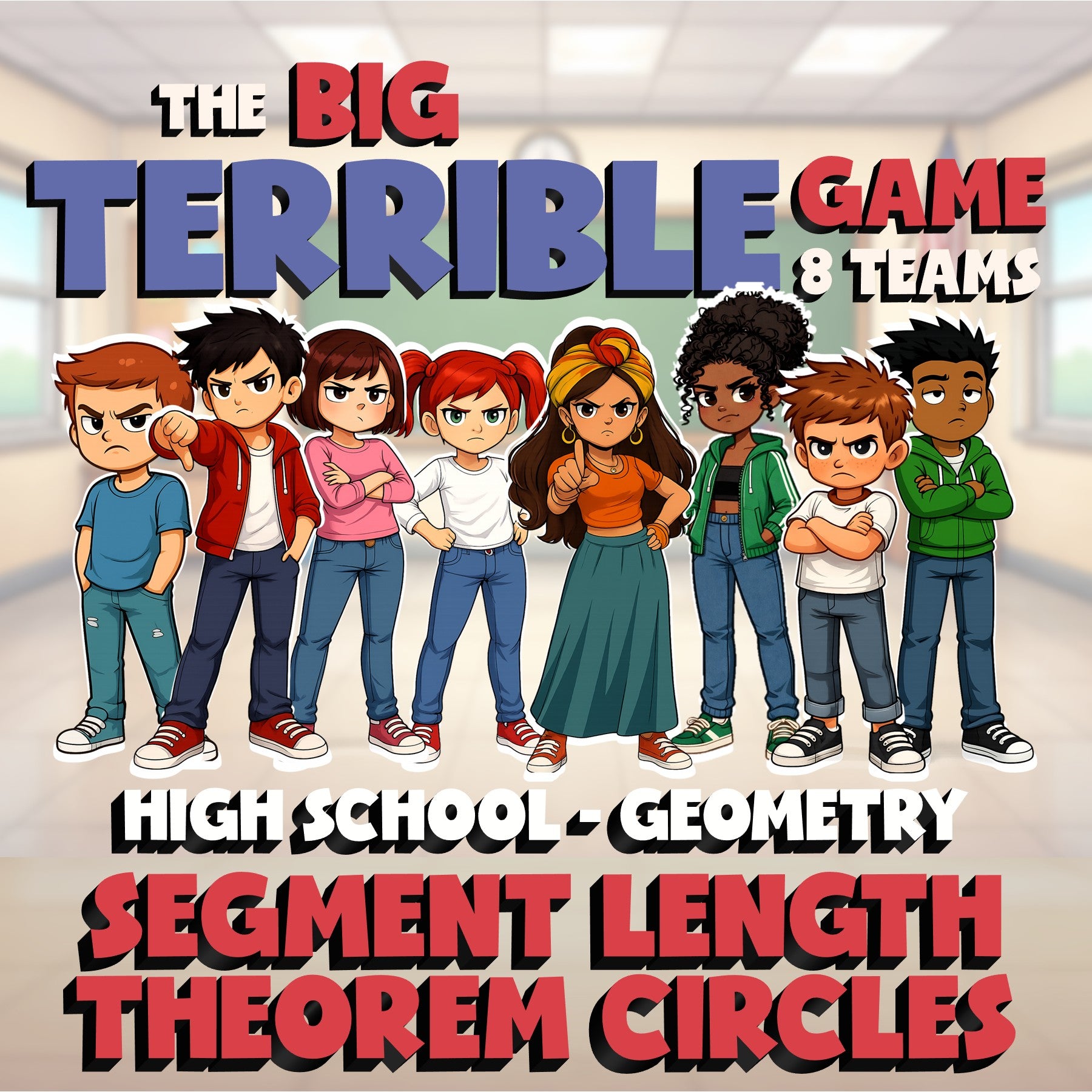 Segment Length Theorem Circles BIG TERRIBLE GAME - No Prep Geometry Math Review