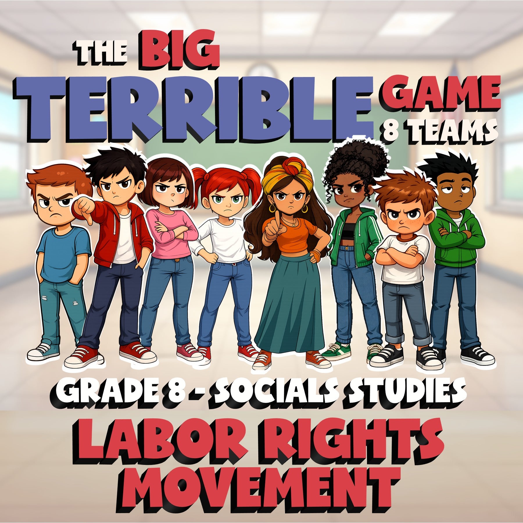 Labor Rights Movement BIG TERRIBLE GAME - No Prep Grade 8 Socials Review