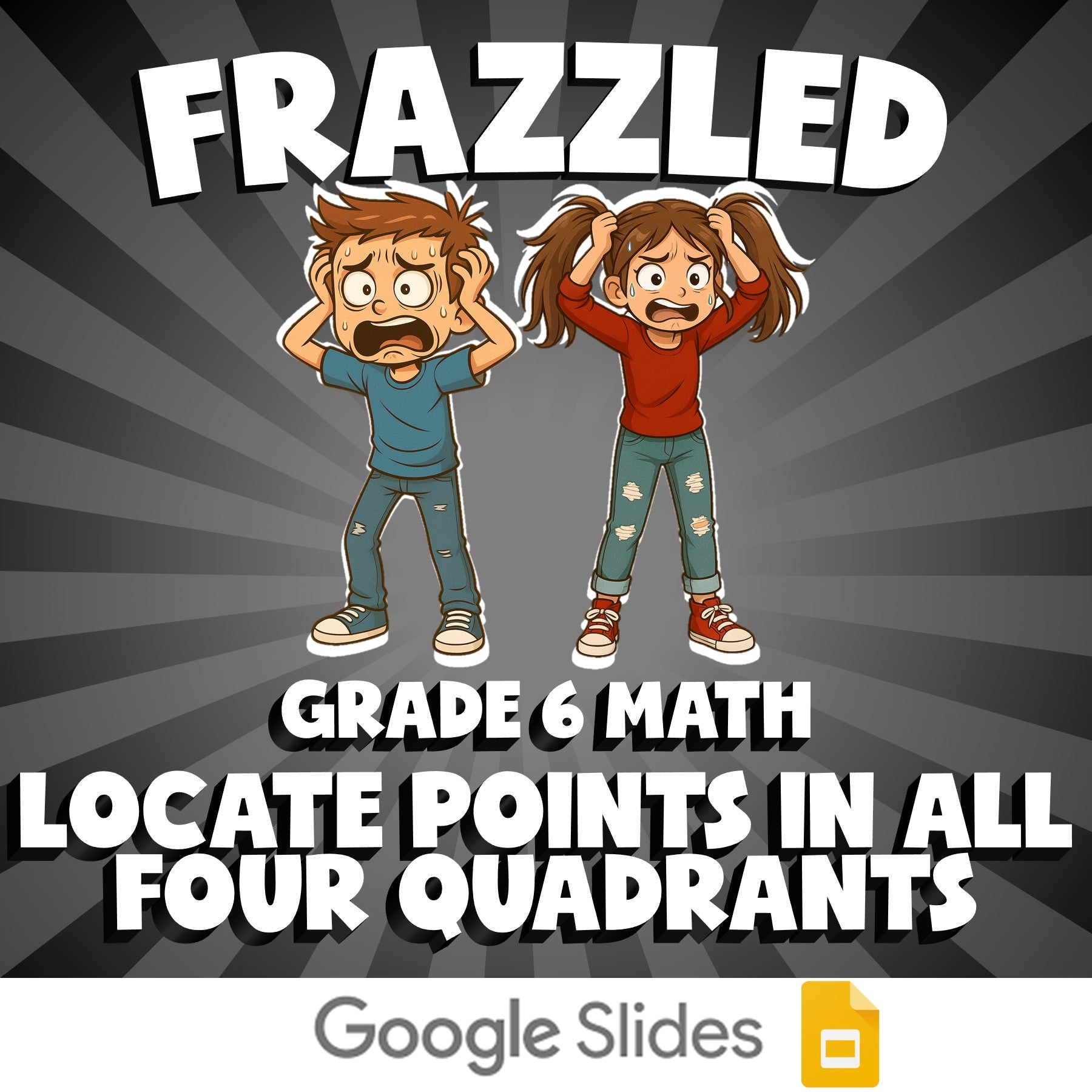 Locate Points in All Four Quadrants FRAZZLED Math Game - No Prep Grade 6 Review