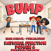 Rational Function Domain & Restrictions BUMP Math Game - No Prep PreCalculus