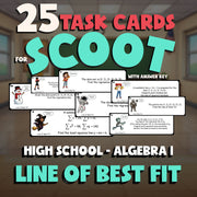 Line of Best Fit SCOOT TASK CARDS Math Game - No Prep Algebra 1 Review Activity
