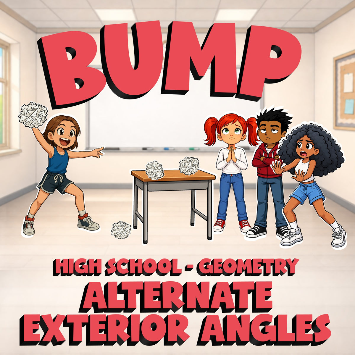 Alternate Exterior Angles BUMP Math Game - No Prep Geometry Review Activity