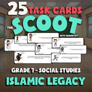 Islamic Legacy SCOOT TASK CARDS Socials Game - No Prep Grade 7 Review Activity