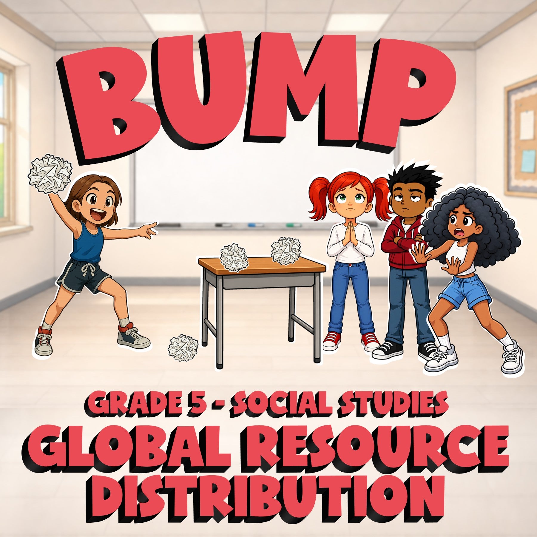 Global Resource Distribution BUMP Socials Game - No Prep Grade 5 Review Activity