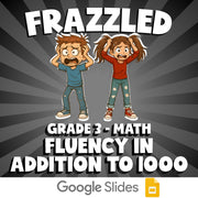 Fluency in Addition to 1000 FRAZZLED Math Game - No Prep Grade 3 Review Activity