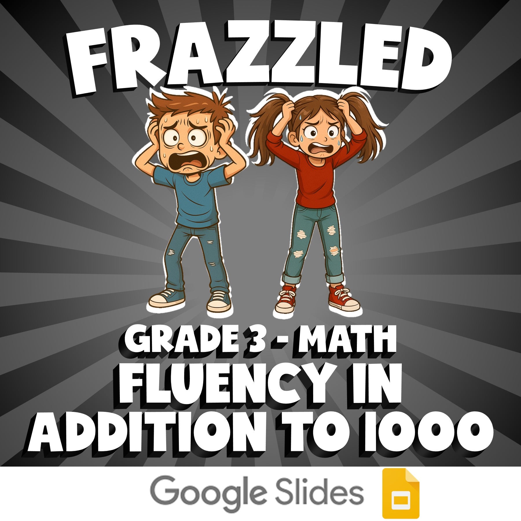 Fluency in Addition to 1000 FRAZZLED Math Game - No Prep Grade 3 Review Activity