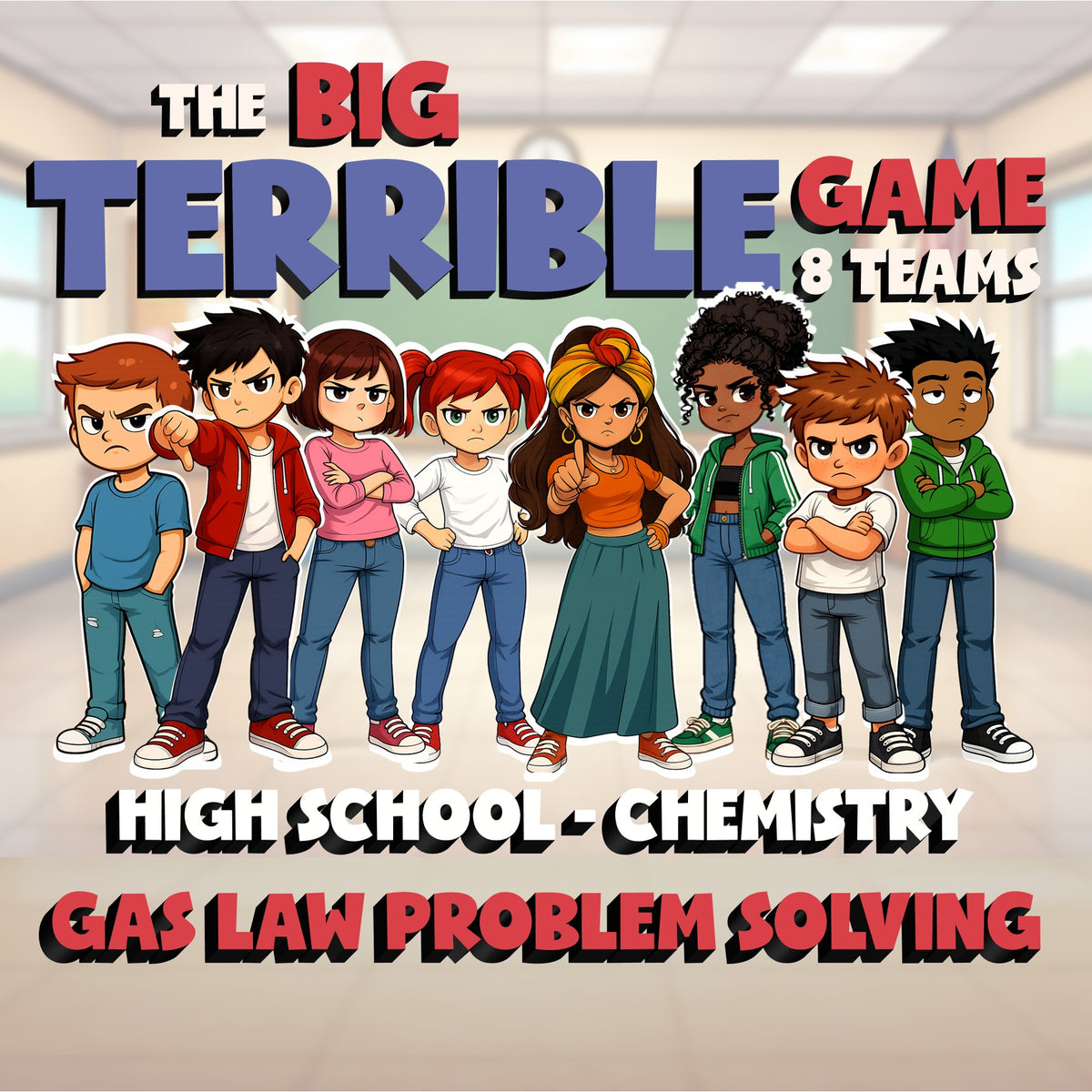 Gas Law Problem Solving BIG TERRIBLE GAME - No Prep Chemistry Science Review