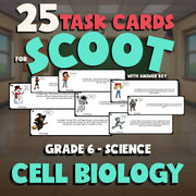 Cell Biology SCOOT TASK CARDS Science Game - No Prep Grade 6 Review Activity