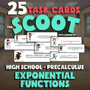 Exponential Functions SCOOT TASK CARDS Math Game - No Prep PreCalculus Review