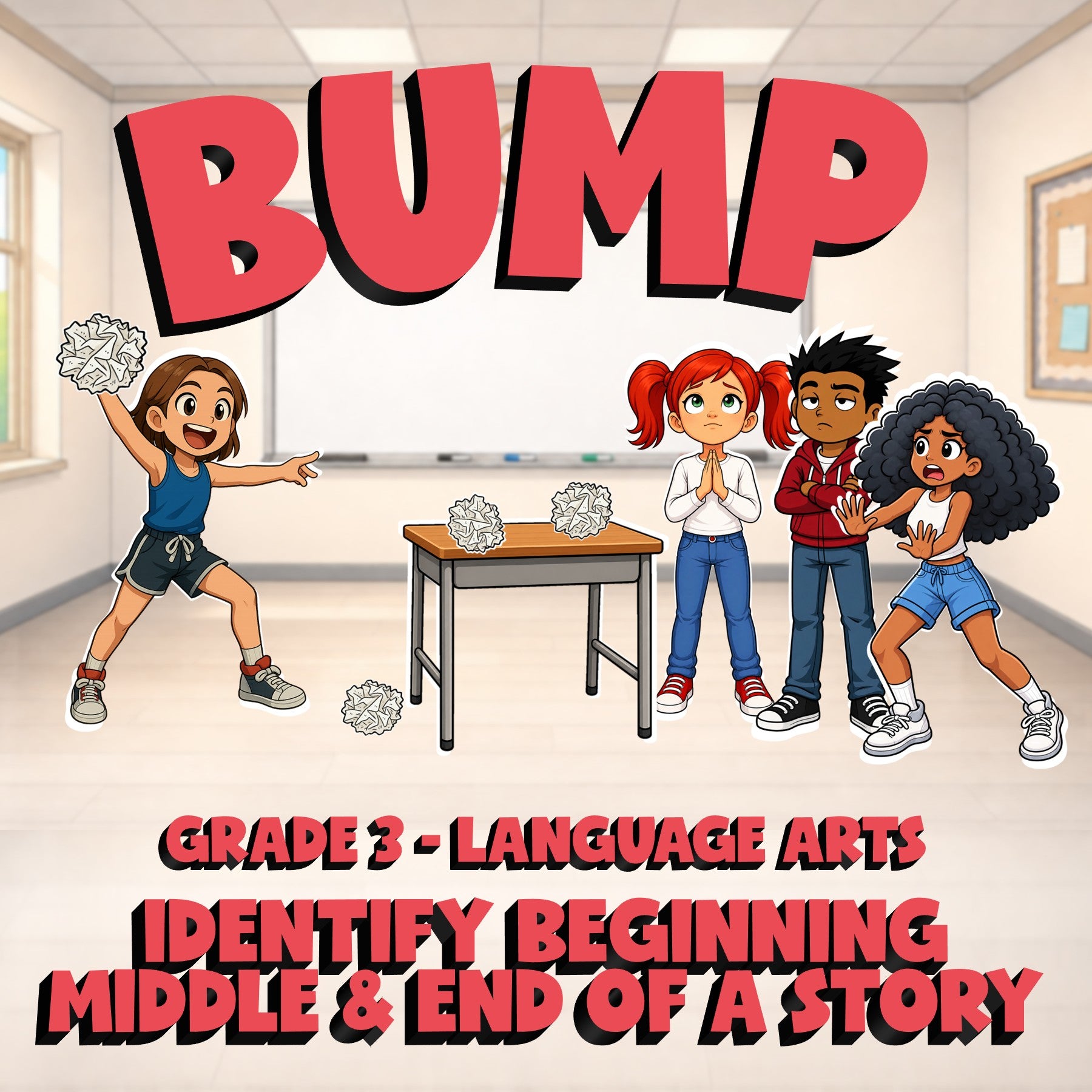 Identify Beginning Middle & End of a Story BUMP ELA Game - No Prep Grade 3