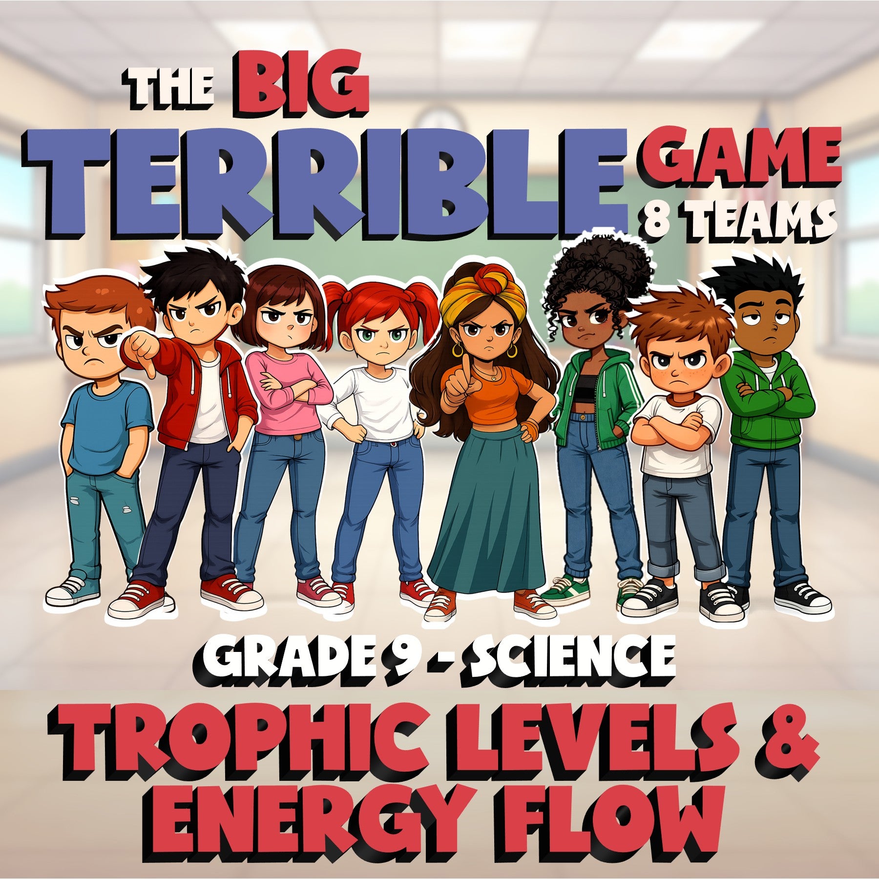 Trophic Levels & Energy Flow BIG TERRIBLE GAME - No Prep Grade 9 Science Review