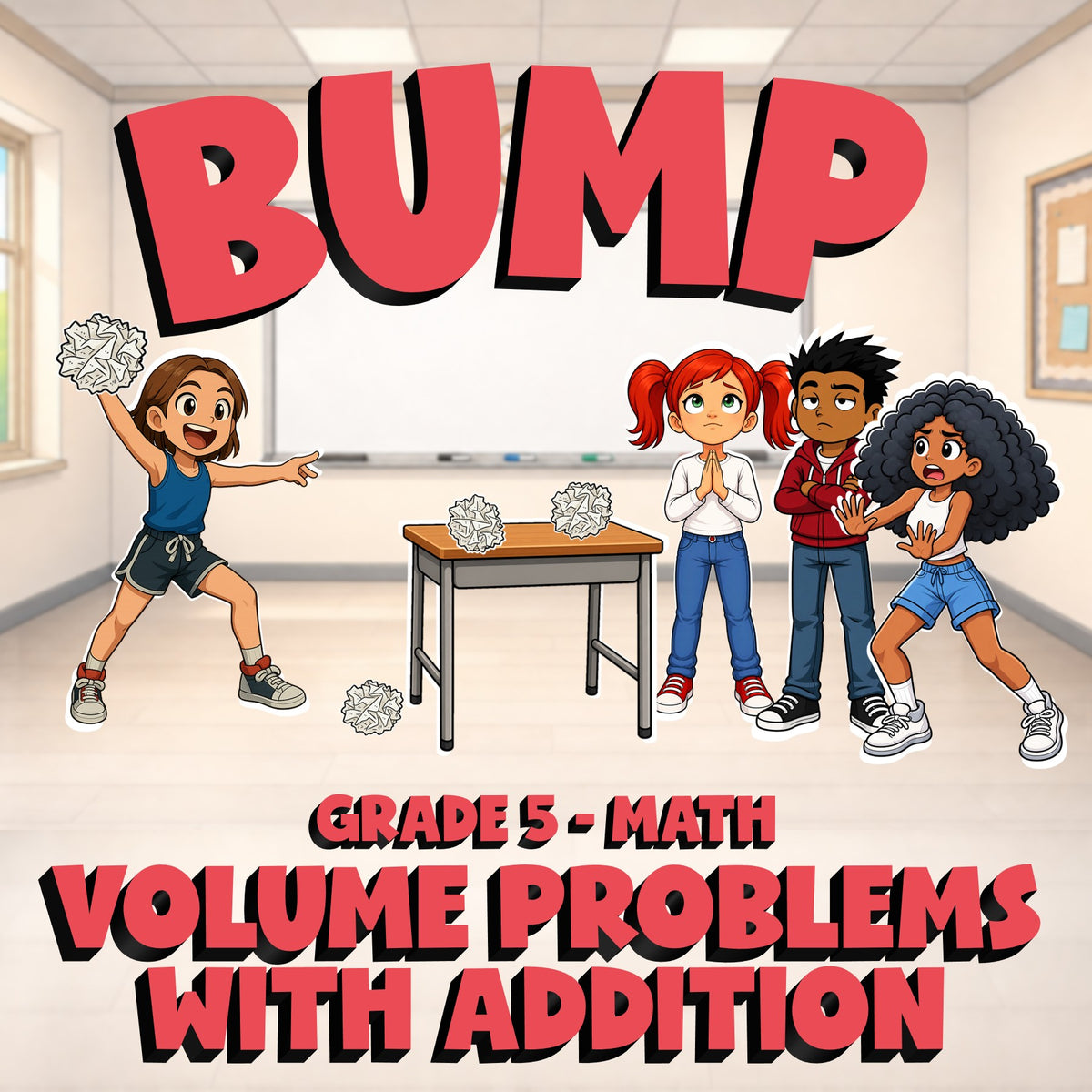 Volume Problems with Addition BUMP Math Game - No Prep Grade 5 Review Activity