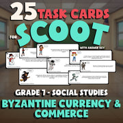 Byzantine Currency & Commerce SCOOT TASK CARDS Socials Game - No Prep Grade 7