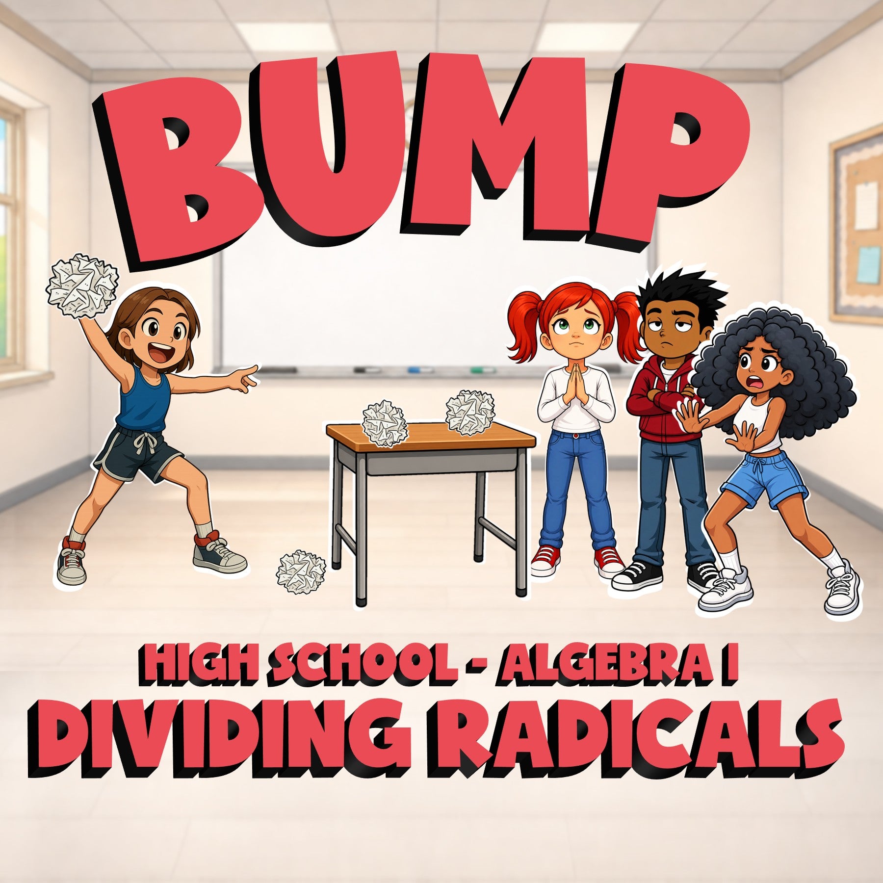 Dividing Radicals BUMP Math Game - No Prep Algebra 1 Review Activity