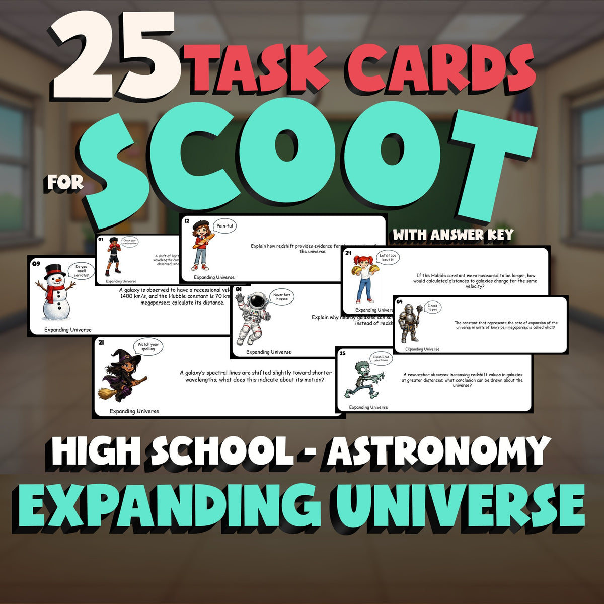 Expanding Universe SCOOT TASK CARDS Science Game - No Prep Astronomy Review