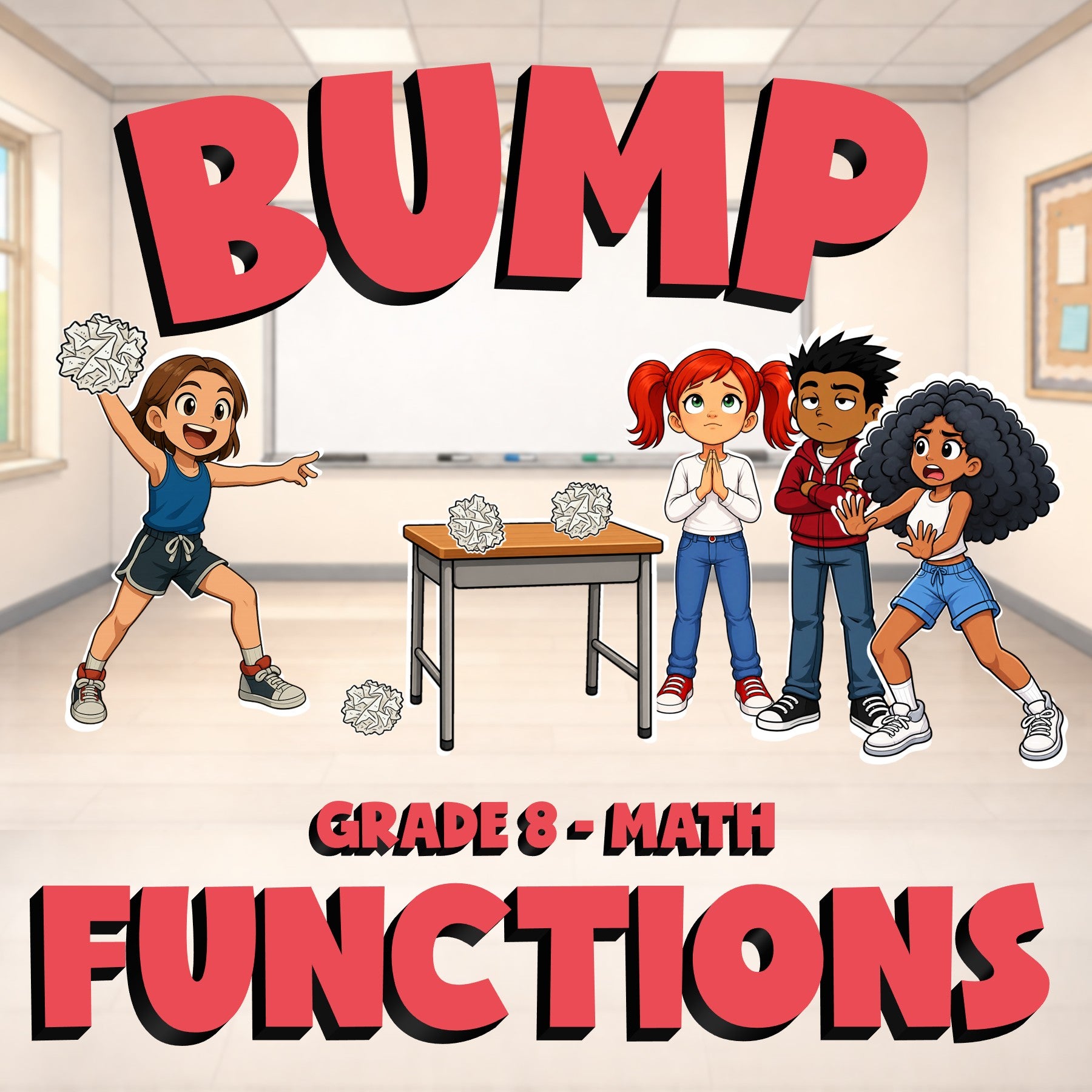 Functions BUMP Math Game - No Prep Grade 8 Review Activity