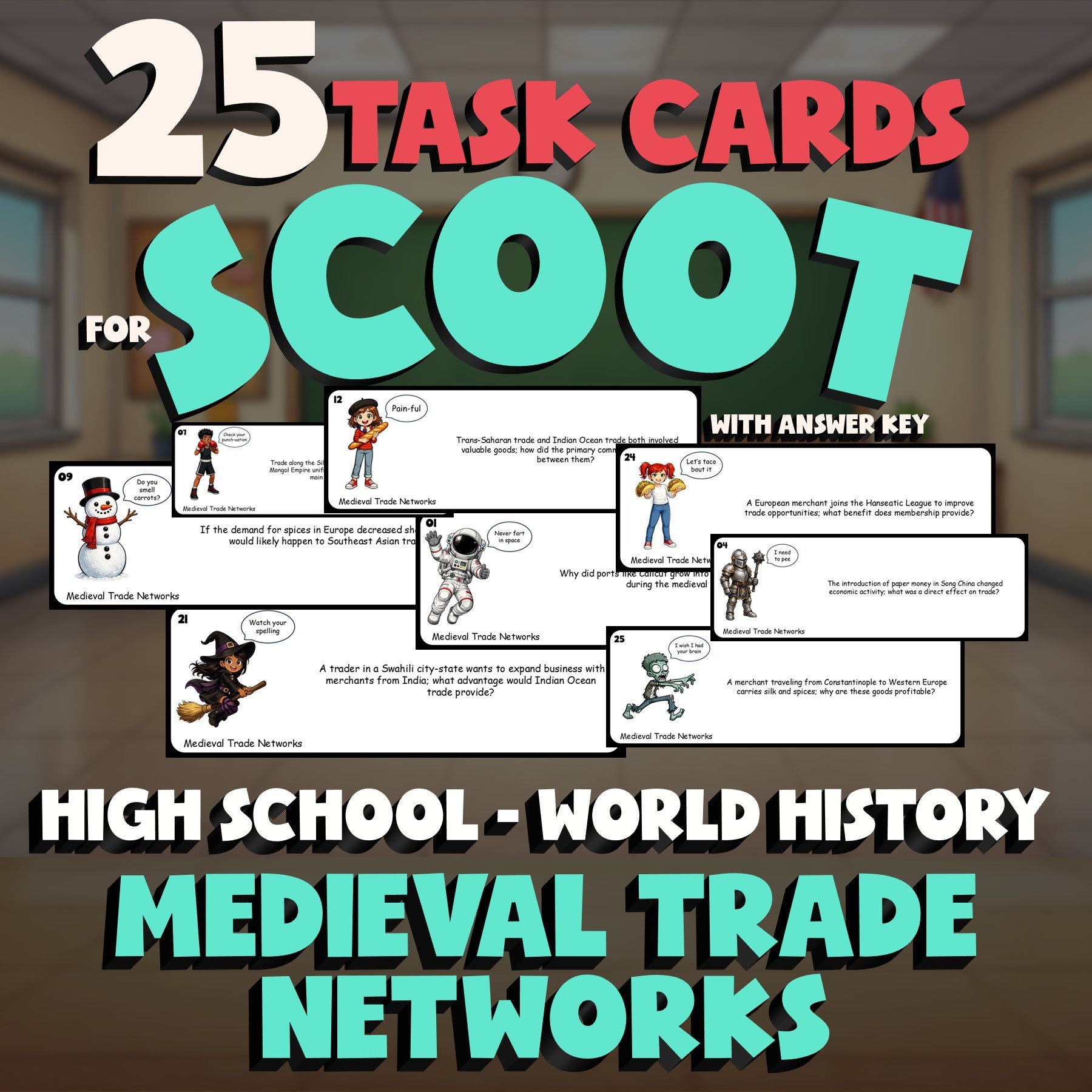 Medieval Trade Networks SCOOT TASK CARDS Game - No Prep World History Review