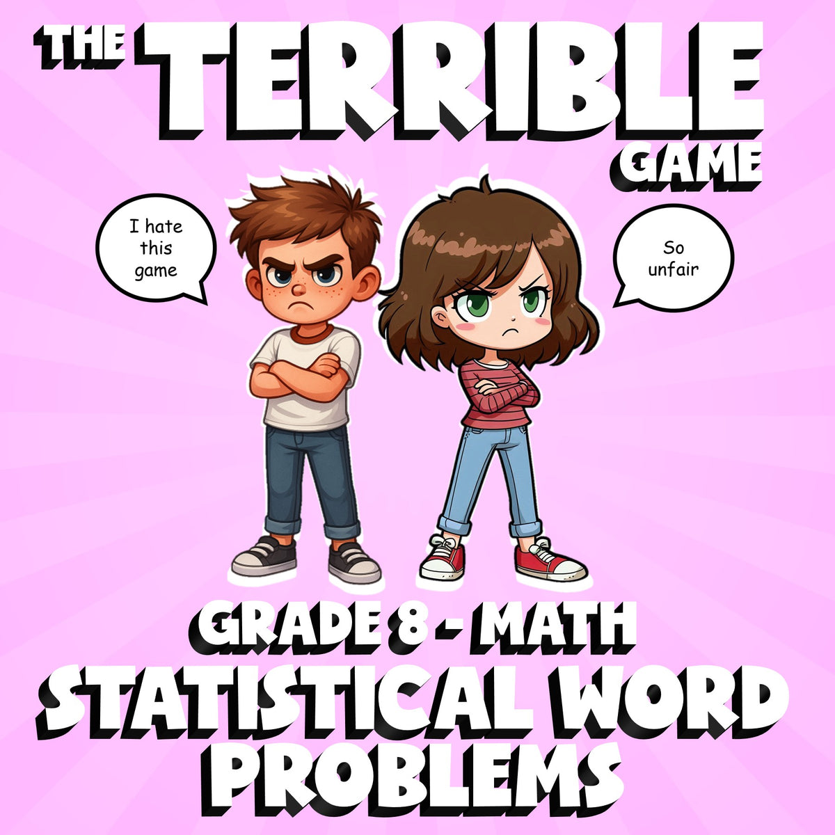 Statistical Word Problems THE TERRIBLE GAME - No Prep Grade 8 Math Review