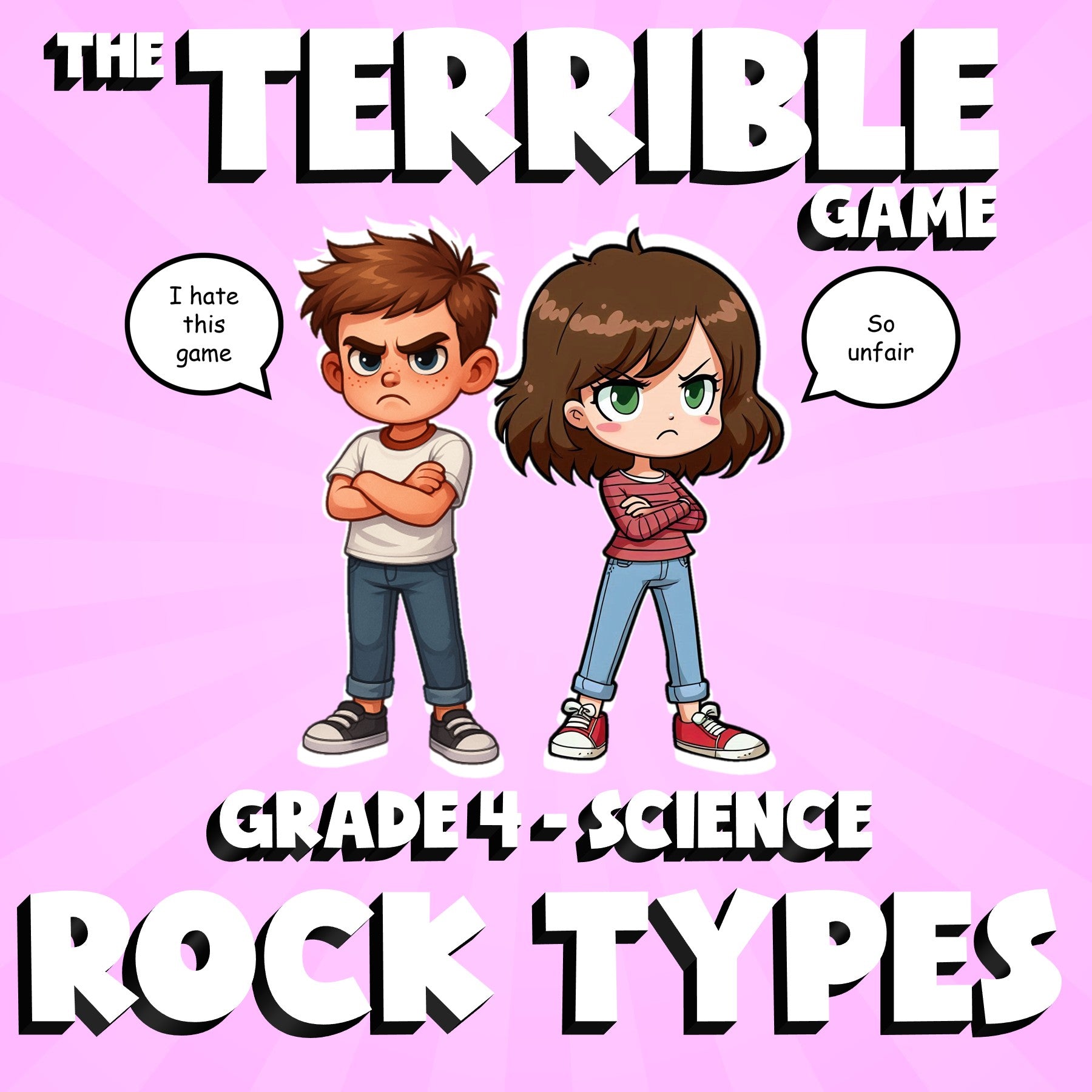 Rock Types THE TERRIBLE GAME - No Prep Grade 4 Science Review Activity