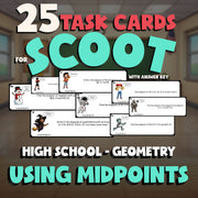 Using Midpoints SCOOT TASK CARDS Math Game - No Prep Geometry Review Activity