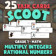 Multiply Integers Rational Numbers SCOOT TASK CARDS Math Game - No Prep Grade 7