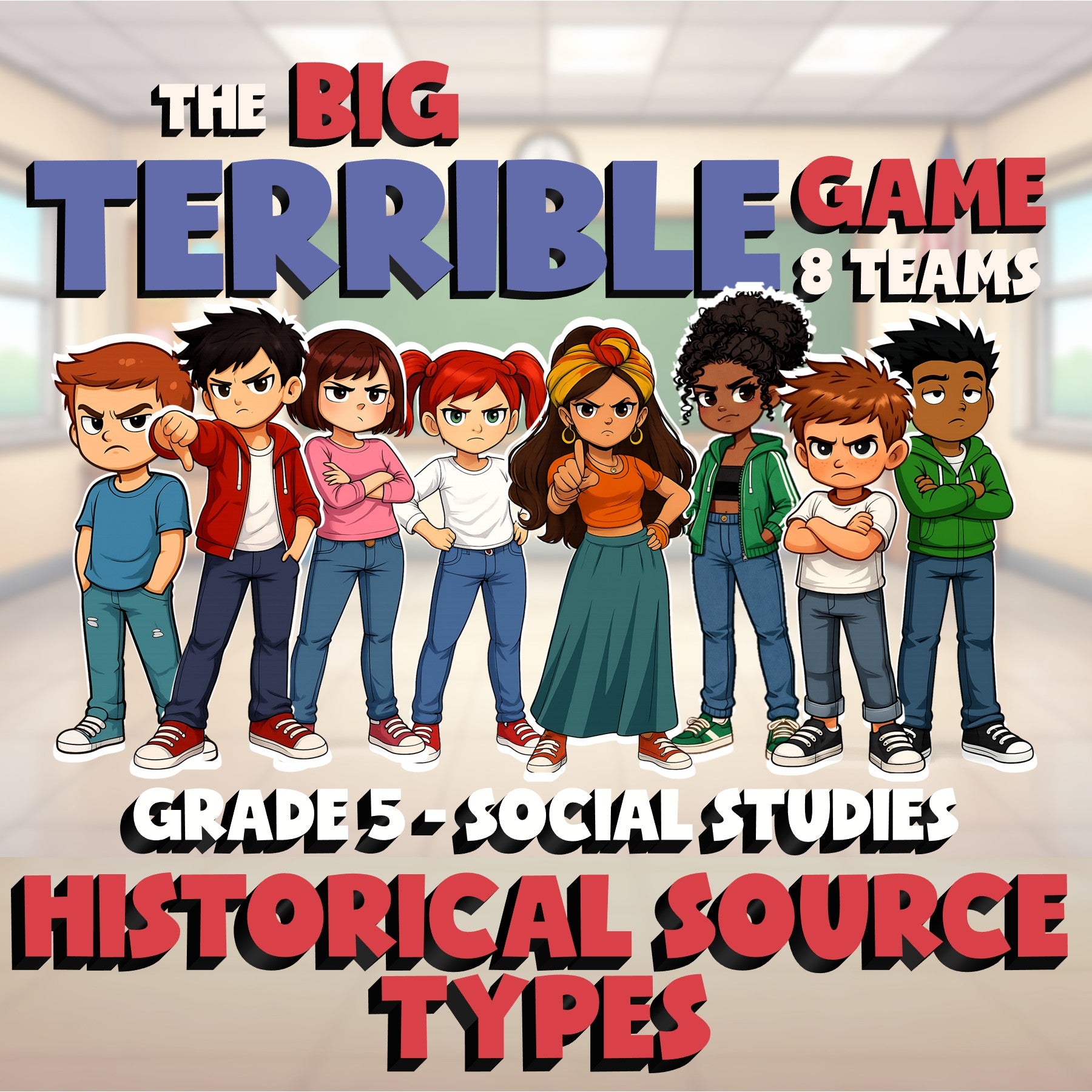 Historical Source Types BIG TERRIBLE GAME - No Prep Grade 5 Socials Review