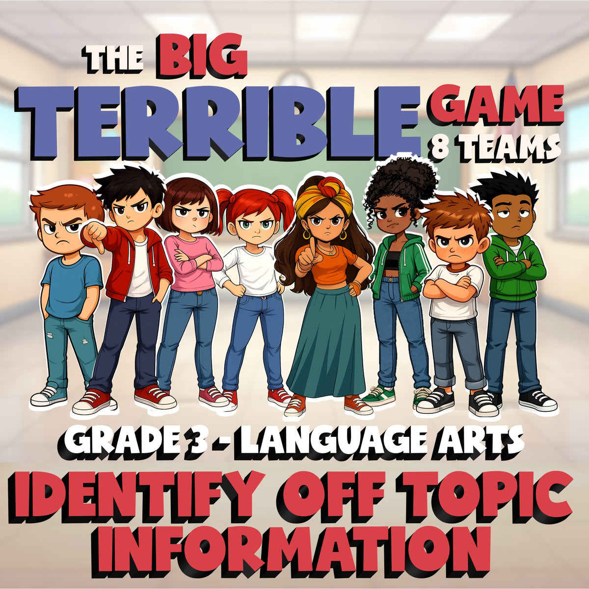 Identify Off Topic Information BIG TERRIBLE GAME - No Prep Grade 3 ELA Review