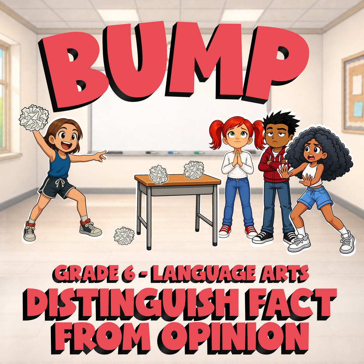 Distinguish Fact from Opinion BUMP ELA Game - No Prep Grade 6 Review Activity
