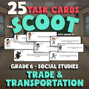 Trade & Transportation SCOOT TASK CARDS Socials Game - No Prep Grade 6 Review